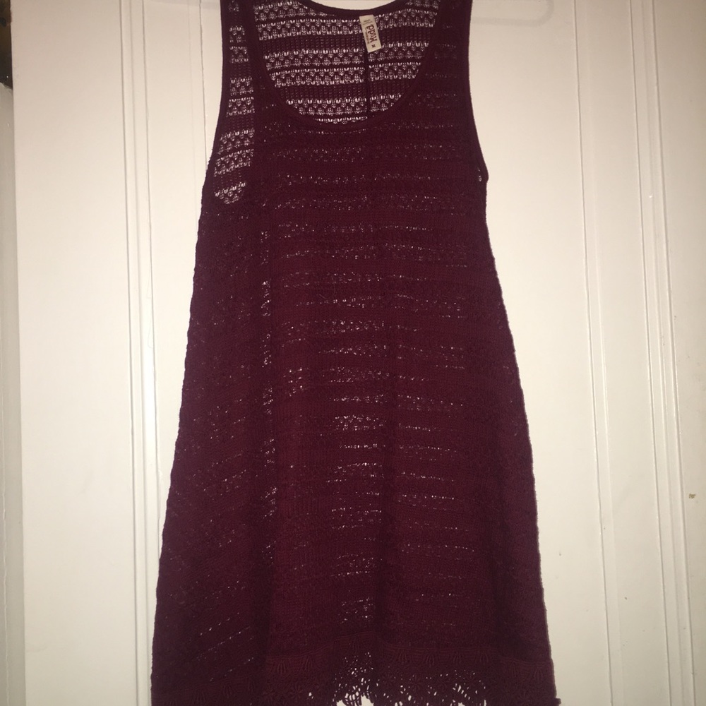 Burgundy crochet tank top